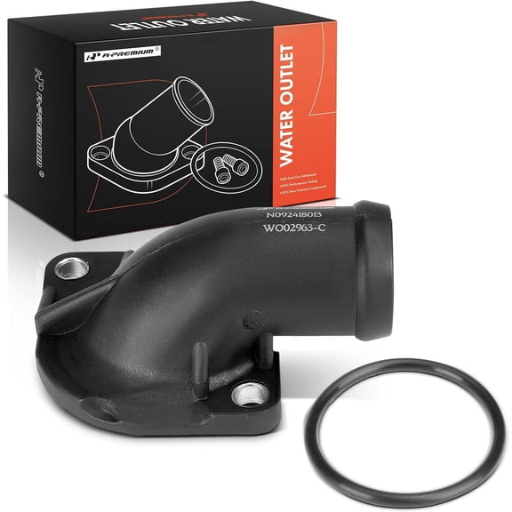 A-Premium Engine Coolant Thermostat Housing Water Outlet [90] Compatible with Volkswagen & Audi - Passat, Cabriolet, Corrado, Quantum, Rabbit Convertible Pickup, Scirocco, 80, 90, 4000 - Water Pump