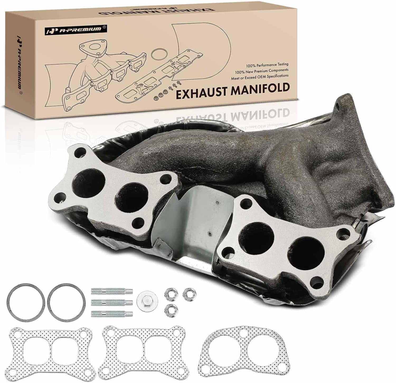 Engine Exust Core A-Premium Engine Exhaust Manifold Kit W/Gaskets & Studs & Nuts & Heat ...