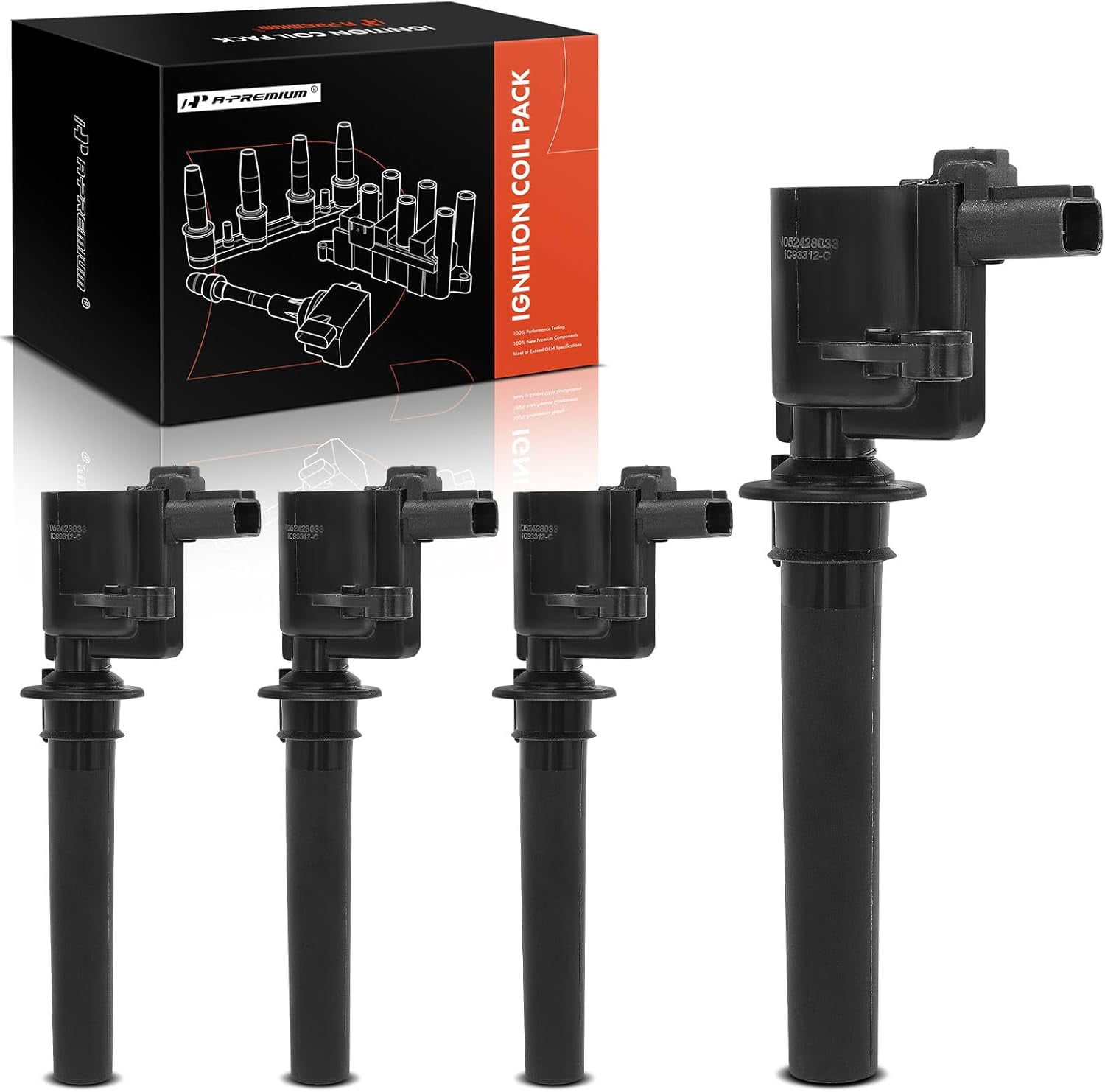 A-Premium Engine Ignition Coil Pack Compatible with Aston Martin DB9 2005-2016, DBS 1969-1971 2008-2012, Rapide 2011-2018, Vanquish 2014-2017, Vantage 2018, Virage 1989-1994 2012, Zagato, 4-PC Set
