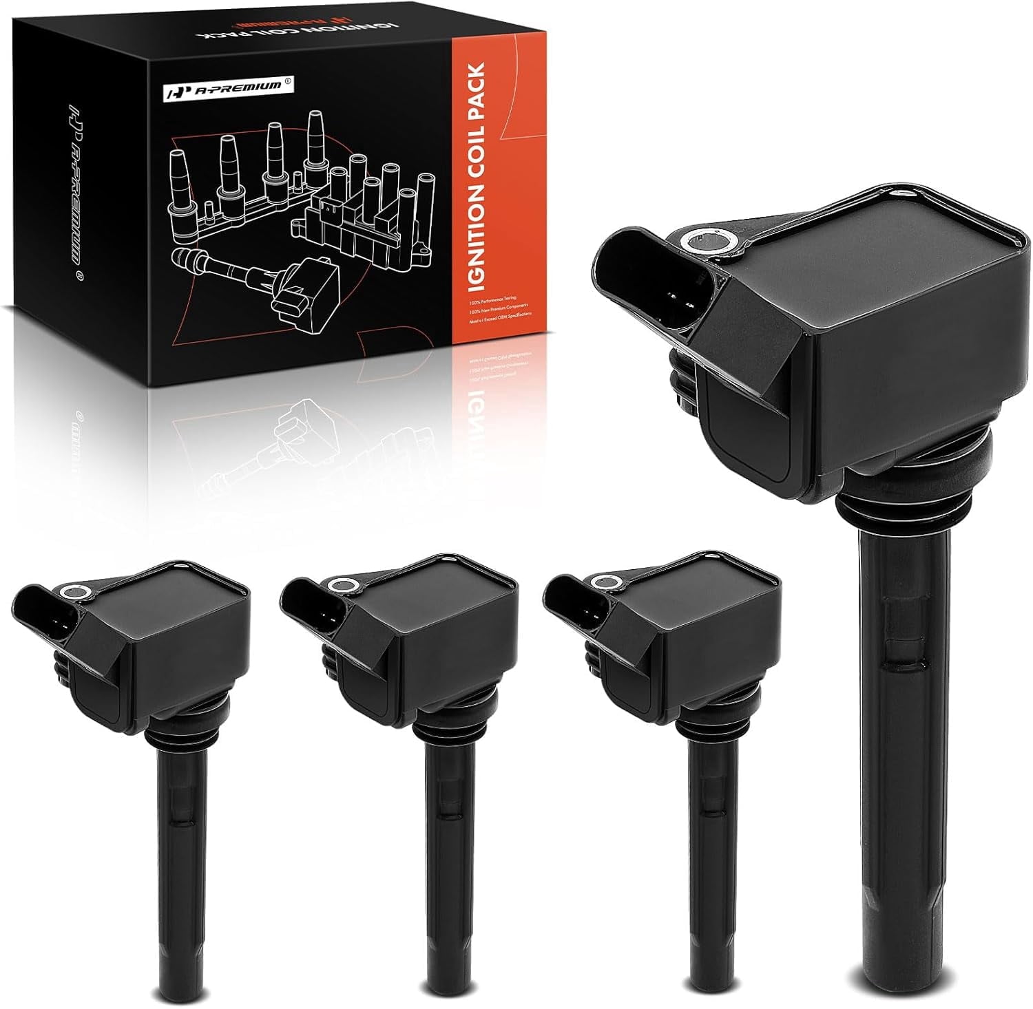 A-Premium Engine Ignition Coil Pack Compatible with Audi A3 A4 A5 A6 TT (Quattro) Q3 Q5 Q7 S3 VW Passat Tiguan Golf L4 1.8L 2.0L 4-PC Set Fits select: 2018-2020 AUDI Q5 PREMIUM PLUS