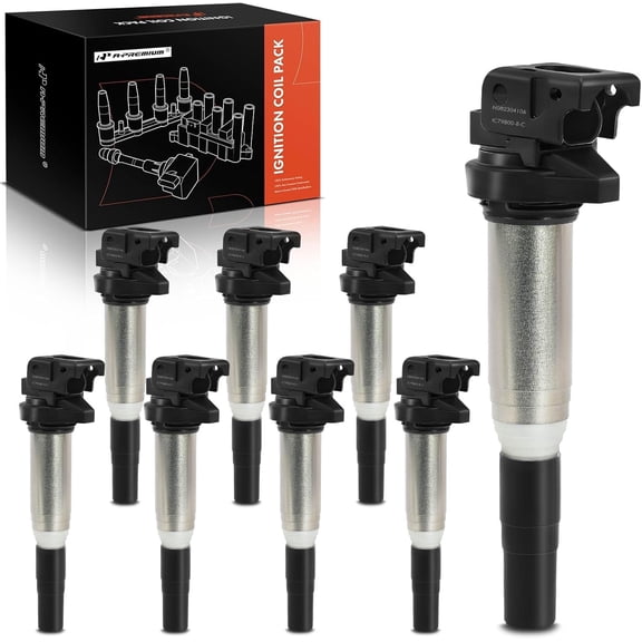 A-Premium Engine Ignition Coil Pack Compatible with BMW X5 2016-2018, 550i GT xDrive, 750i, 750i xDrive, X6, 650i, 650i Gran Coupe, 650i xDrive, Alpina B7, M5, M6, M6 Gran Coupe, 4.4L, 8-PC Set