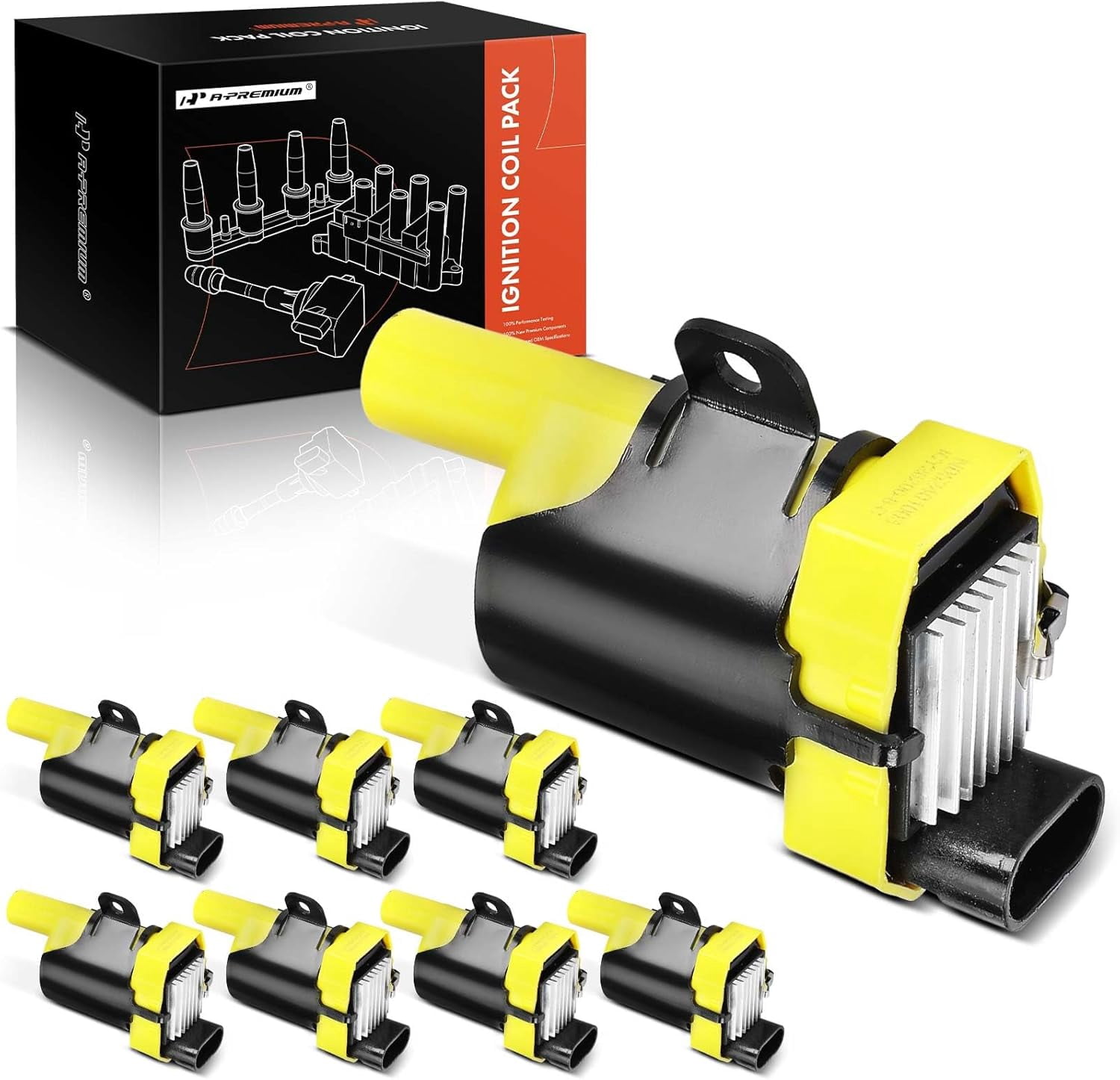 A-Premium Engine Ignition Coil Pack Compatible with Chevy Silverado 1500 HD 2500 3500 Classic, Tahoe, Suburban, Express & GMC Sierra, Yukon, Savana, Envoy & Cadillac Escalade & Buick Rainier & Isuzu