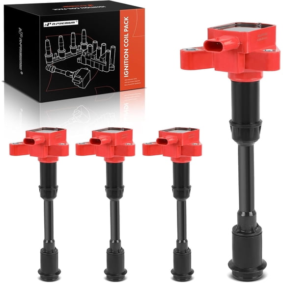 A-Premium Engine Ignition Coil Pack Compatible with Ford Escape 2013-2016, Fusion 2013-2014, Transit Connect 2014-2016, Fiesta 2014-2019, 1.6L, Replace# BM5Z12029B, BM5G12A366DA, 4-PC Set