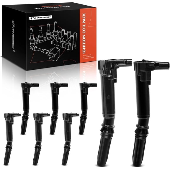 A-Premium Engine Ignition Coil Pack Compatible with Ford F-250 Super Duty/F-350 Super Duty 2018-2022, Ford E-350 Super Duty/E-450 Super Duty 2018-2019, 6.2L, 8-PC Set