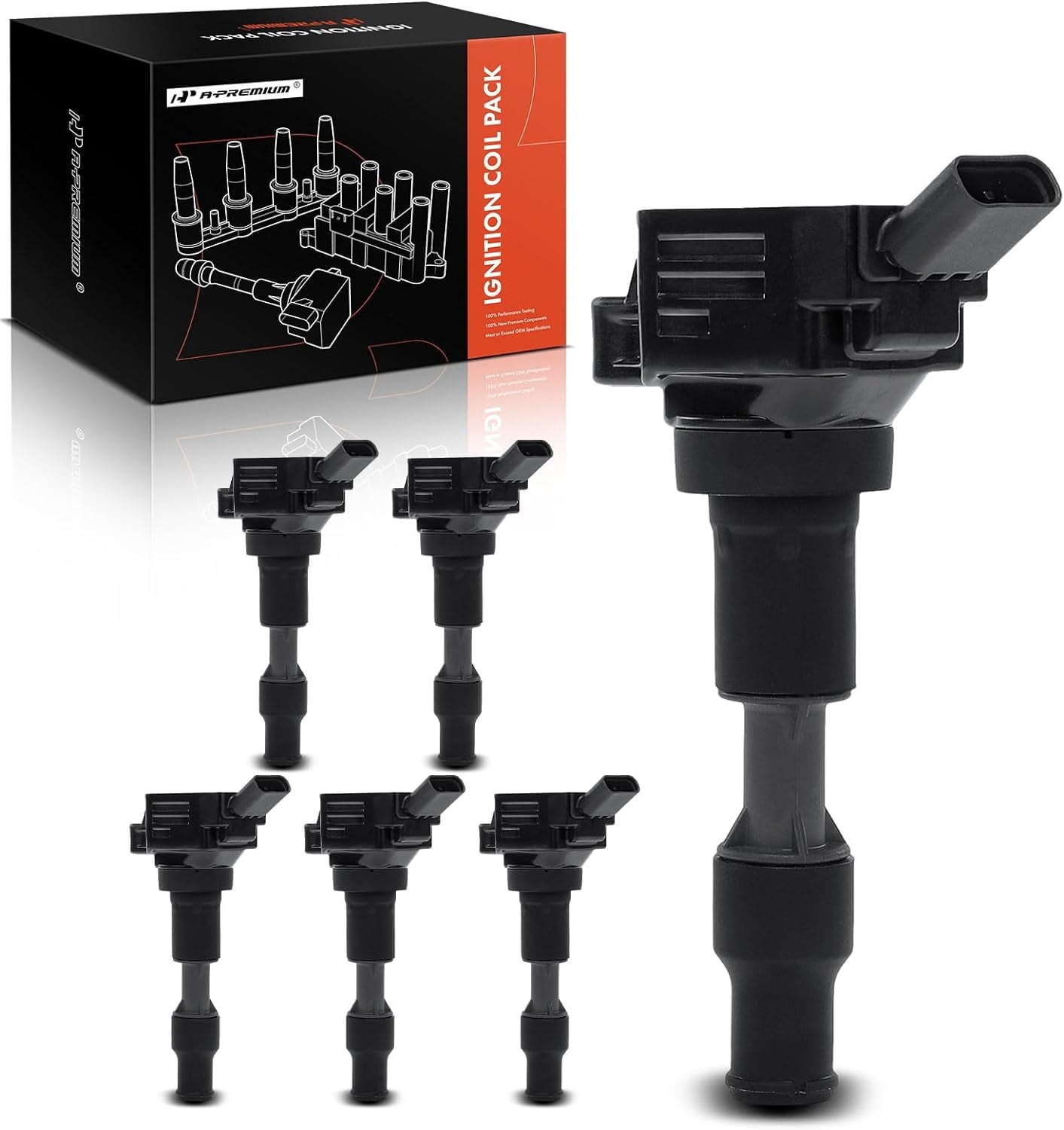 A-Premium Engine Ignition Coil Pack Compatible with Kia Sorento 2018-2020 Sedona 2018-2021, Telluride 2020-2021, Cadenza, Stinger, K900 & Hyundai Palisade & Genesis G80, G70, G90, 3.3L 3.8L, 6-PC Set