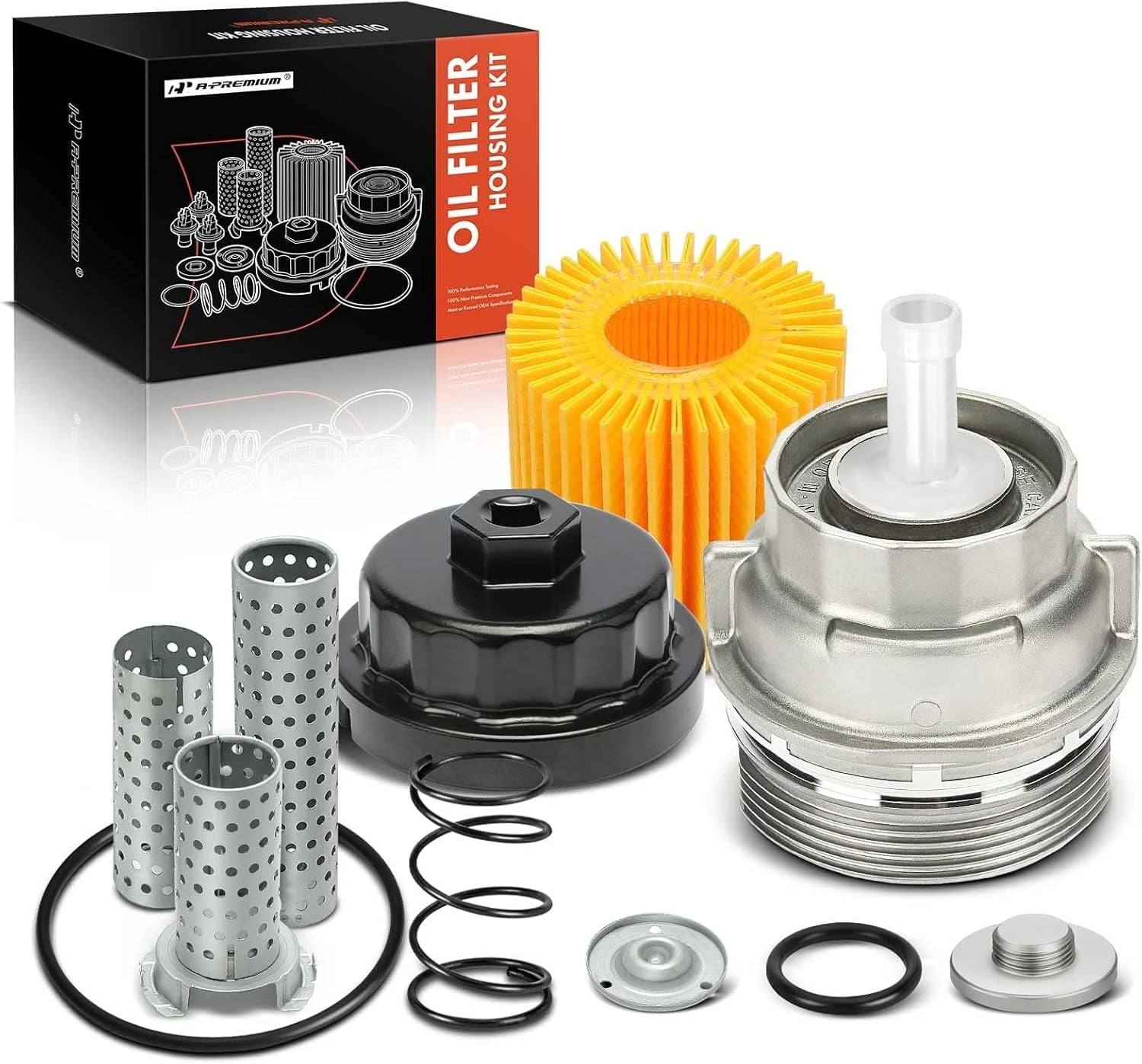 A-Premium Engine Oil Filter Cap Assembly Kit Compatible with Toyota and Lexus Vehicles - 2005-2021 - Avalon, Camry, Highlander, RAV4, Sienna, Tacoma, Venza - Replaces 15620-31060, 15643-31050