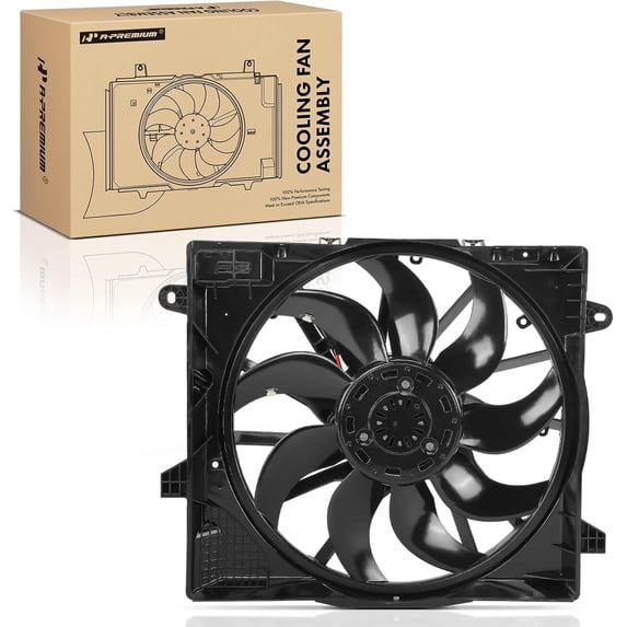 A-Premium Engine Radiator Cooling Fan Assembly with Brushless Motor Compatible with Select Jeep Models - JL Series Wrangler 2021-2024, JT Series Gladiator 2021-2023