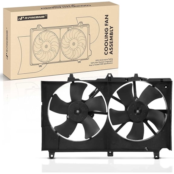 A-Premium Engine Radiator Cooling Fan Assembly Compatible with INFINITI G35 & Nissan 350Z, 2003 2004 2005 2006 2007, 3.5L, with A/C