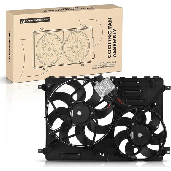 A-Premium Engine Radiator Cooling Fan Assembly with Shroud Compatible with Land Rover Range Rover Evoque 2012-2017, Discovery Sport 2015-2017, LR2 2013-2015, 2.0L, Replace# LR011905, LR045248