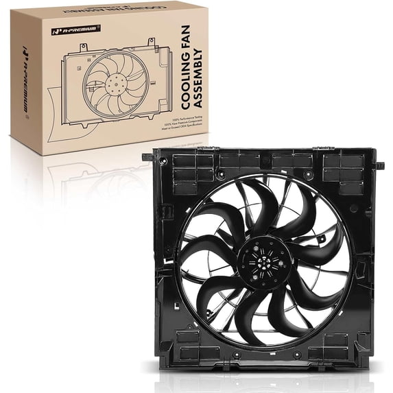 A-Premium Engine Radiator Cooling Fan Assembly with Brushless Motor Compatible with BMW Models - X5 2020-2023, X6 2020-2023, X7 2020-2022