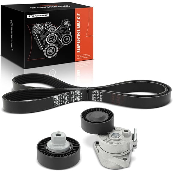 A-Premium Engine Serpentine Belt Drive Kit Compatible with BMW Cars - 320i, 323Ci, 323i, 325Ci, 325i, 325xi, 328Ci, 328i, 330Ci, 330i, 330xi, X5, 525i, 528i, 530i, X3-2.2L 2.5L 2.8L 3.0L