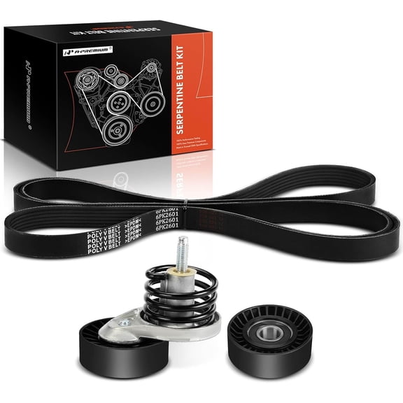 A-Premium Engine Serpentine Belt Drive Kit with Tensioner & Idler Pulley Compatible with Ford E-150 Econoline, E-150 Econoline Club Wagon, E-250 Econoline, E-350 Econoline, E-350 Econoline Club Wagon