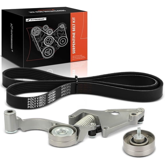 A-Premium Engine Serpentine Belt Drive Kit with Tensioner & Idler Pulley Compatible with Mini [R52/R53 Series] Cooper 2002 2003 2004 2005 2006 - SOHC L4 1.6L, Supercharged
