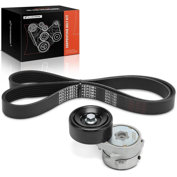 A-Premium Engine Serpentine Belt Drive Kit with Tensioner Compatible with Acura RDX 2013-2015 TSX 2010-2014 TL 2009-2014 3.5L 3.7L 2-PC Set