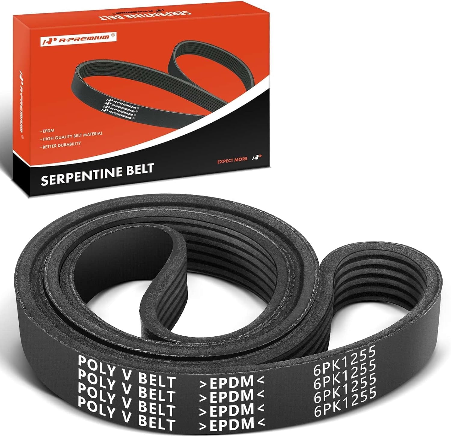 A-Premium Engine Serpentine Drive Belt Compatible with Toyota, Hyundai, Kia & Lexus Cars - Camry, RAV4, Elantra, Sonata, Accent, Tucson, Veloster, Kona, Soul, Optima, Rio, tC, NX350, & More