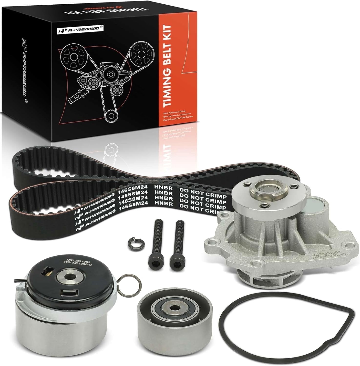 A-Premium Engine Timing Belt Kit with Water Pump Compatible with Chevrolet Sonic 12-18 Aveo Aveo5 Cruze Limited Pontiac G3 Wave Saturn Astra Suzuki Swift+ L4 1.6L 1.8L DOHC