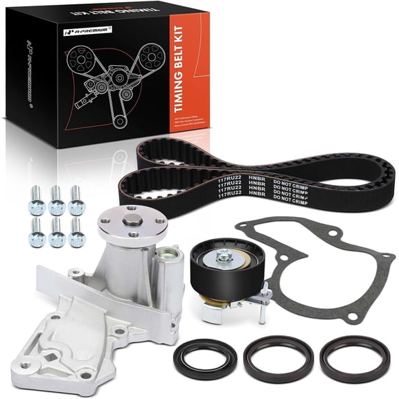 A-Premium Engine Timing Belt Kit with Water Pump Compatible with Ford Escape 2013-2015, Fusion 2013-2014, Transit Connect 2014-2015, Fiesta 2014-2019 - DOHC L4 1.6L