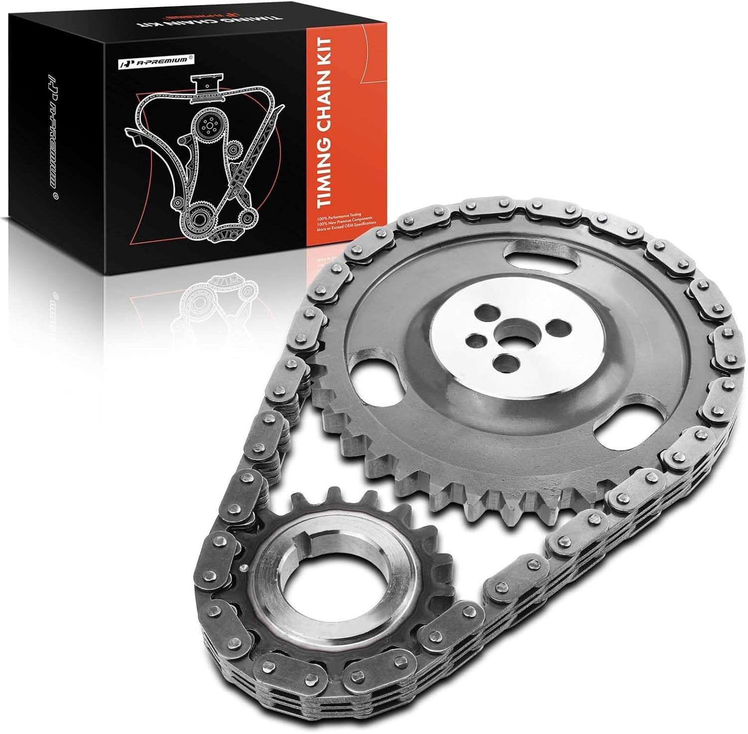 A-Premium Engine Timing Chain Kit W/Sprocket [fits OHV, 6Cyl 4.3L] Compatible with Chevrolet & GMC Vehicles, fits Express Savana 1500, Blazer, Jimmy, Astro, K1500, P3500, S10 & More & Isuzu Hombre