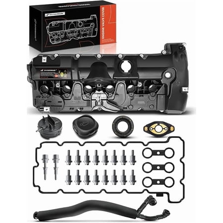 A-Premium Engine Valve Cover Compatible with BMW 125i, 128i, 130i, 323i, 325i, 328i, 525i, 528i, 530i, X1, X3, X5, Z4, Replace# 11127552281 (Standard Type with PCV Hose)