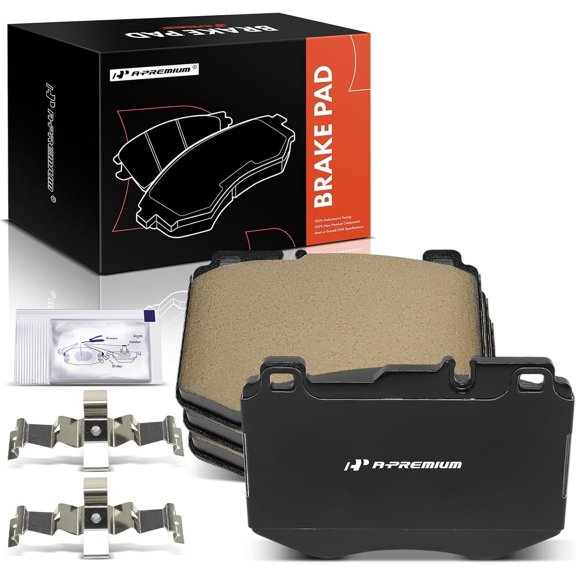 A-Premium Front Ceramic Brake Pads Set Compatible with Mercedes-Benz Models - C300 2015-2021, C350e 2016-2018, C400 2015, E300 2017, GLC300 2016-2018, 4-Pack