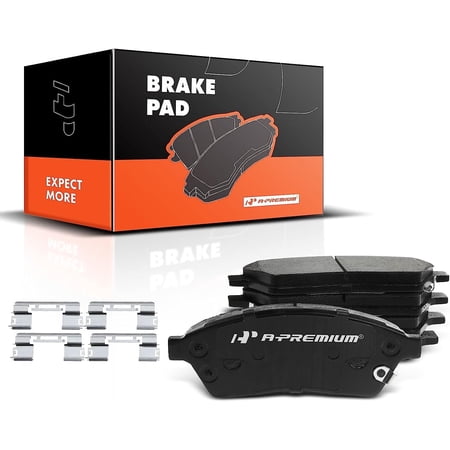 A-Premium Front Ceramic Disc Brake Pads Set Compatible with Select Cadillac and Saab Models - SRX 2010-2016, 9-4X 2011, with Hardware, 4 Pcs