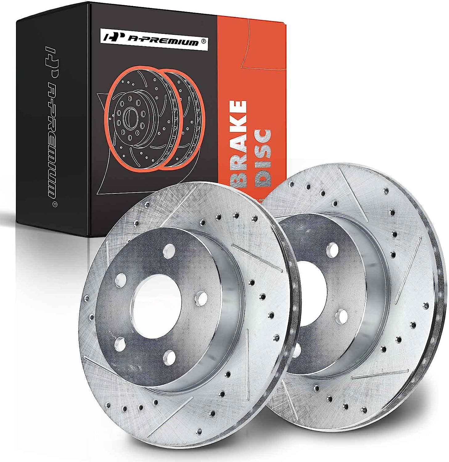 APremium Front Drilled and Slotted Disc Brake Rotors Set Compatible