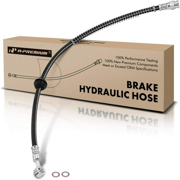 A-Premium Front Driver or Passenger Brake Hydraulic Hose Compatible with Select Kia Models - Sedona 2002 2003 2004 2005 3.5L - Replace# 0K52Y43980
