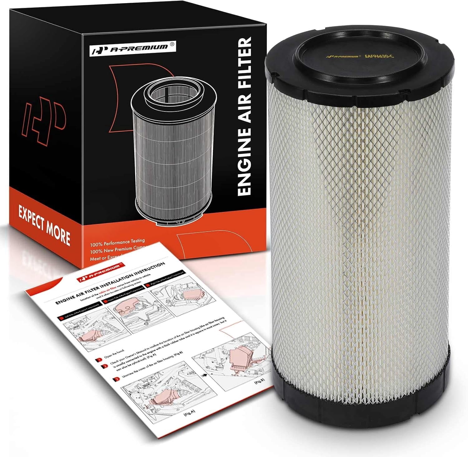 A-Premium Front Engine Air Filter Compatible with Chevrolet C4500 Kodiak, C5500 Kodiak & GMC C4500 Topkic, C5500 Topkick, 2003-2009, 6.6L 8.1L, Replace# 88937527