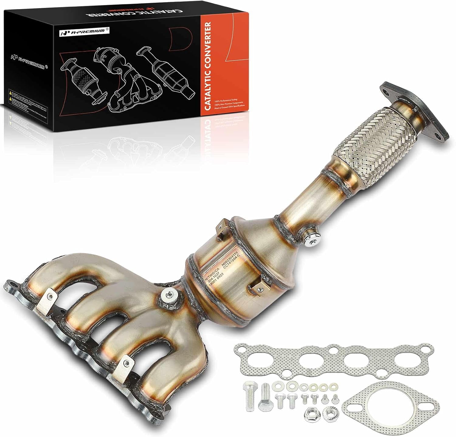 A-Premium Front Exhaust Manifold Catalytic Converter Kit Direct-Fit Compatible with Ford Fiesta 2011-2019, 1.6L, EPA Compliant