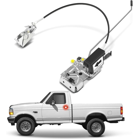 A-Premium Front Left Door Latch Assembly w/Cable Compatible with Ford Bronco 1994-1996, F-150 1992-1996, F-250/F-350 1992-1997, Power Door Lock Actuator Cable Rod Kit, F4TZ15219A65A, F4TZ15219A64A