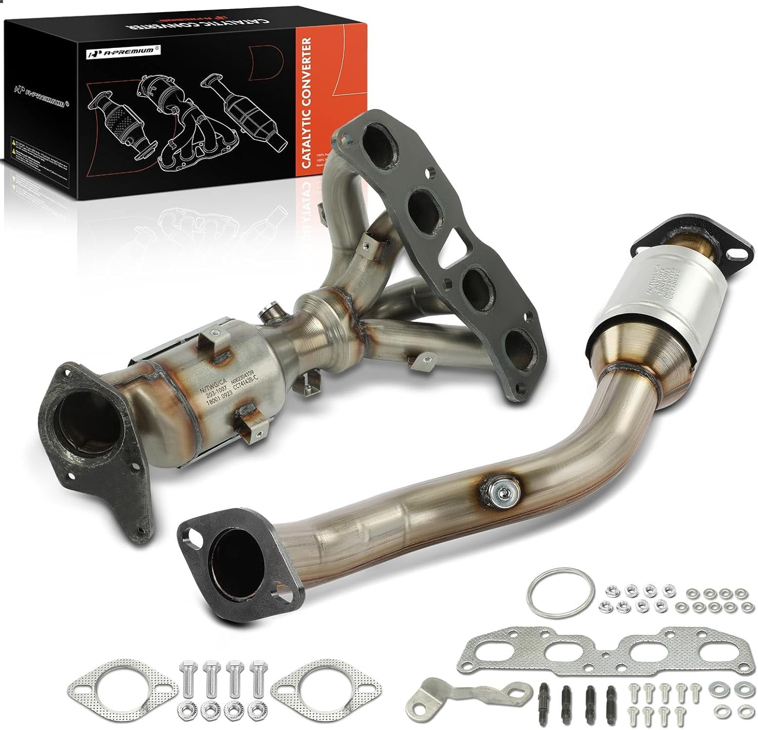 A-Premium Front and Rear 2-PC Exhaust Manifold Catalytic Converter Kit Direct-Fit Compatible with Nissan Rogue 2008-2013 2.5L, Rogue Select 2014-2015 2.5L, EPA Compliant