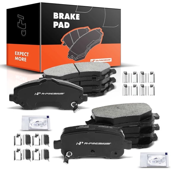A-Premium Front and Rear Ceramic Brake Pads 8-Pack Set Compatible with Dodge, Chrysler and Volkswagen Models - Grand Caravan/Town & Country 2008-2012, Routan/Journey 2009-2012