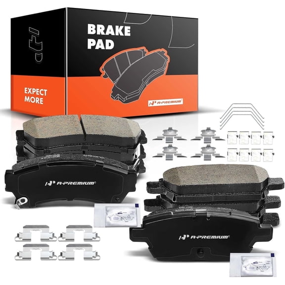 A-Premium Front and Rear Ceramic Disc Brake Pads Set Compatible with Select Ford Lincoln Mazda and Mercury Models - Fusion 2006-2012 MKZ 2007-2012 Zephyr 2006 6 2006-2013 Milan 2006-2011 8 Pcs