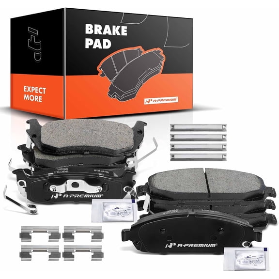 A-Premium Front and Rear Ceramic Brake Pads Set Compatible with Jeep Models - Commander 2006-2010, Grand Cherokee 2005-2010, with Hardware, 8-Pack