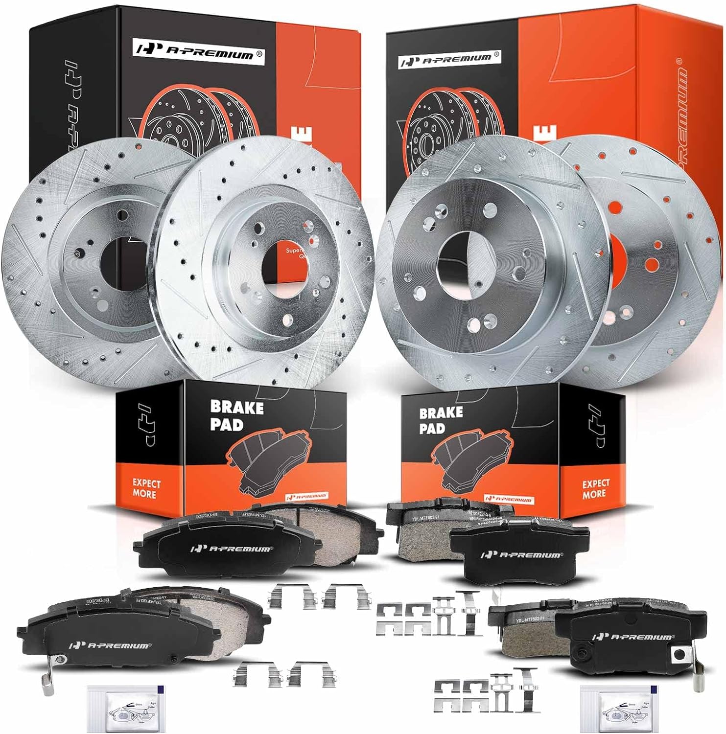 A-Premium Front and Rear Drilled and Slotted Disc Brake Rotors ...