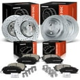thumbnail image 1 of A-Premium Front and Rear Drilled and Slotted Disc Brake Rotors + Ceramic Pads Kit Compatible with Select Subaru and Saab Models - Forester 2004-2008, Impreza 2004-2005, 9-2X 2005-2006, 12-PC Set, 1 of 9