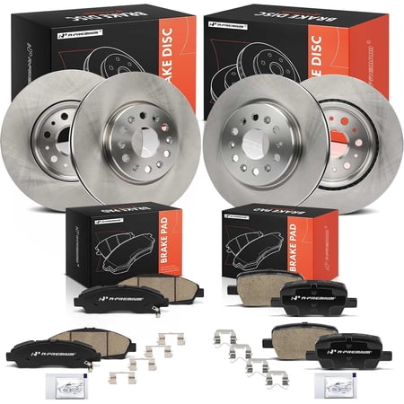 A-Premium Front and Rear Vented Disc Brake Rotors + Ceramic Pads Kit Compatible with Select Chevrolet, Buick and GMC Models - Traverse 2018, Blazer 2019-2020, Enclave 2018-2020, Acadia 2017-2020