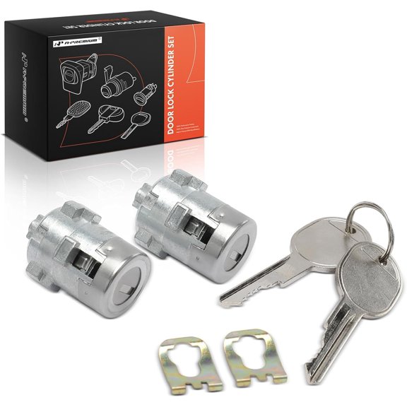 A-Premium Front Side Door Lock Cylinder Kit with Keys Compatible with Pontiac Fiero 1984-1988, Door Lock Cylinder Set for 12398559, 20498261, 20504690