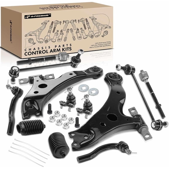 A-Premium Front Suspension Kit Control Arm Ball Joint Tie Rod End Sway Bar Link Compatible with Toyota Highlander 2001 2002 2003 12-PC Set