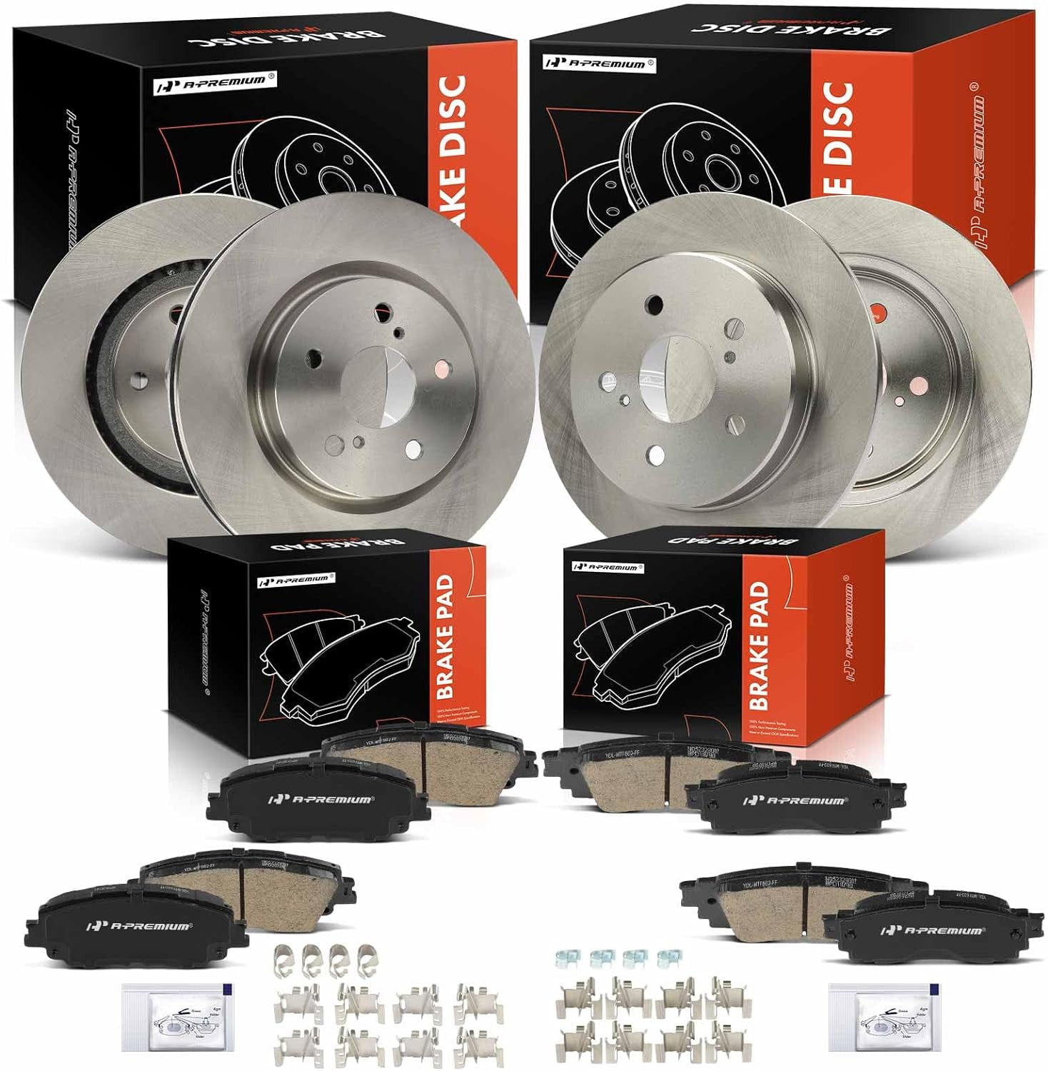 A-Premium Front Vented and Rear Solid Disc Brake Rotors + Ceramic Pads ...