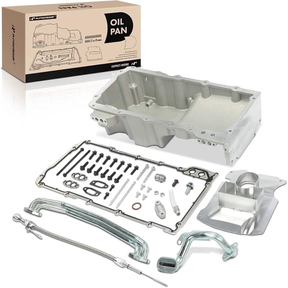 A-Premium Front Wet Sump Retrofit Engine Oil Pan with Drain Plug, Compatible with Chevy LS1 LS2 LS3 LSX or Gen III/IV (LS-based engines) 4.8L/294-6.2L/376