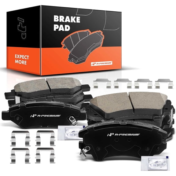 A-Premium Front and Rear Ceramic Brake Pads Set Compatible with Chevy Models - Camaro 2010 2011 2012 2013 2014 2015, with Hardware, 8-Pack