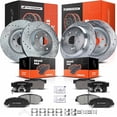 thumbnail image 1 of A-Premium Front and Rear Drilled and Slotted Disc Brake Rotors + Ceramic Pads Kit Compatible with Select Honda Models - CR-V 2005-2006 12-PC Set, 1 of 9