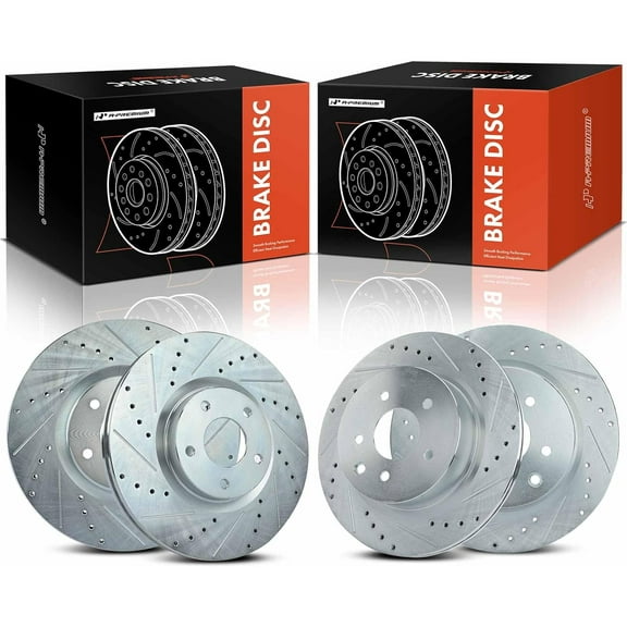 A-Premium Front and Rear Drilled and Slotted Disc Brake Rotors Compatible with Select Nissan Models - Maxima 2009-2014/2016-2017 V6 3.5L, 4-PC Set