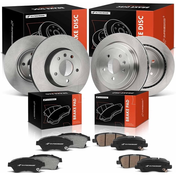 A-Premium Front and Rear Vented Disc Brake Rotors + Ceramic Pads Kit Compatible with Select Cadillac Models - ATS 2013-2015, 12-PC Set