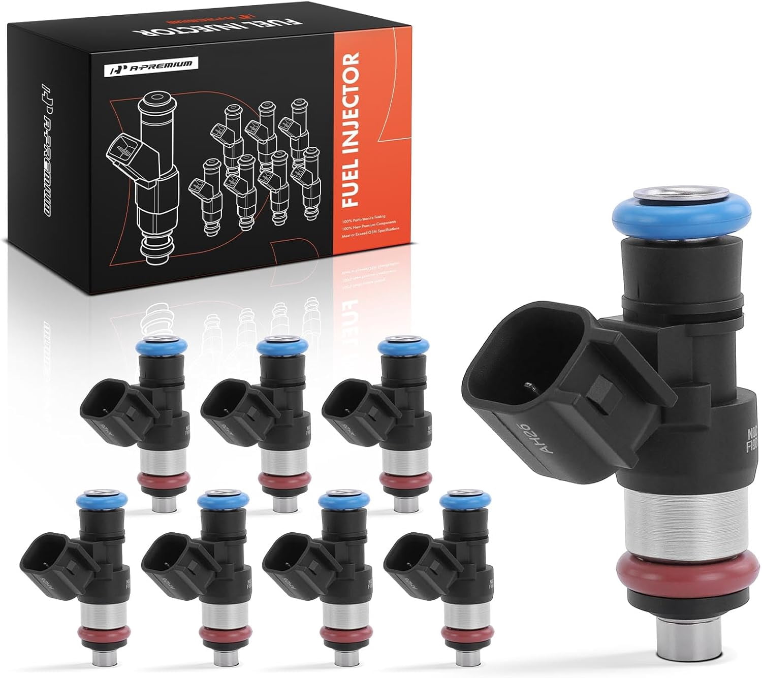 A-Premium Fuel Injectors Compatible with Chevrolet Camaro 2010-2015, Corvette 2006-2013, SS 2014-2017 & Pontiac G8 2008-2009, V8 6.2L V8 7.0L, Set of 8, Replace# 12576341