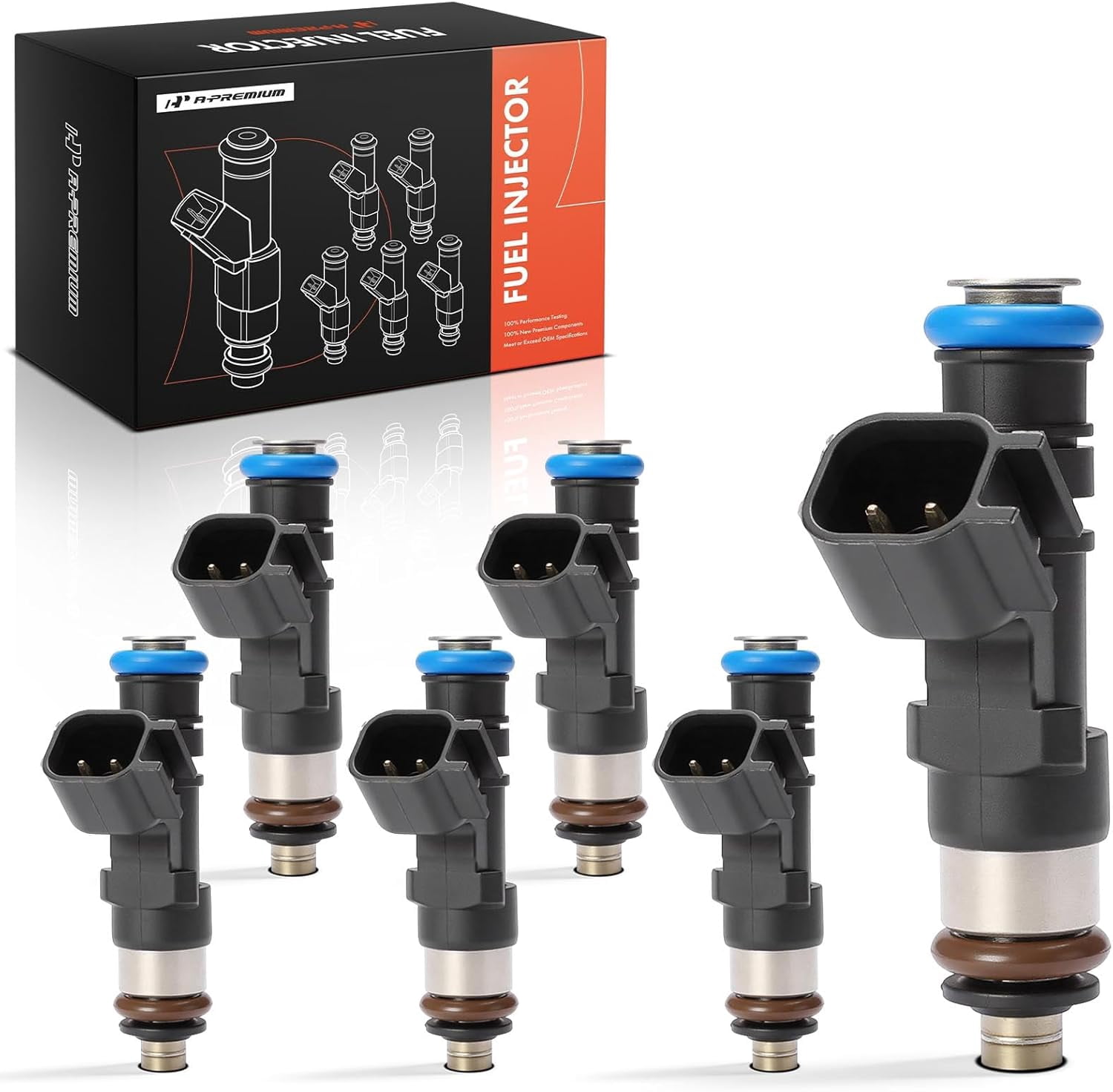 A-Premium Fuel Injectors Compatible with Ford Mustang 2005-2010, Explorer 2006-2010, Ranger 2005-2011, Explorer Sport Trac 2007-2010 & Mercury Mountaineer 2006-2010, V6 4.0L, Set of 6