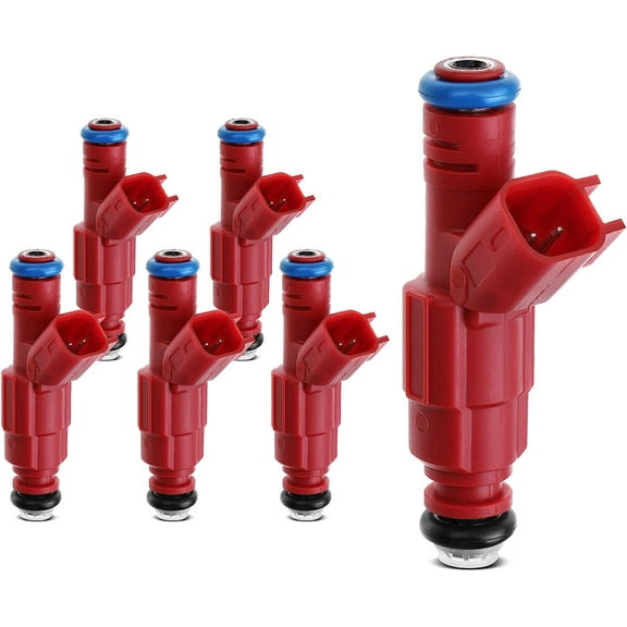 A-Premium Fuel Injectors Compatible with Jeep Cherokee 1999-2001, Grand Cherokee 1999-2004, Wrangler 1999-2004, L6 4.0L OHV Gas, Set of 6, Replace# 0280156161