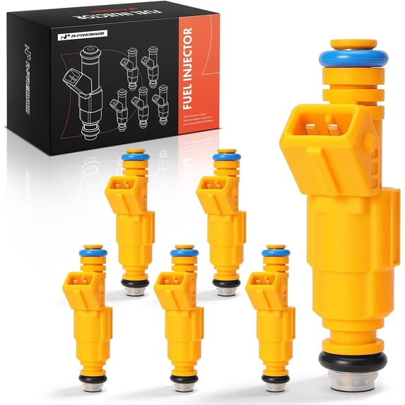 A-Premium Fuel Injectors Compatible with Jeep Grand Cherokee 1993-1998, Wrangler 1991-1995 1997-1998, Cherokee 1989-1998, Comanche 1987-1992, L6 4.0L, Gas, Set of 6, Replace# 0280155710, 280155703