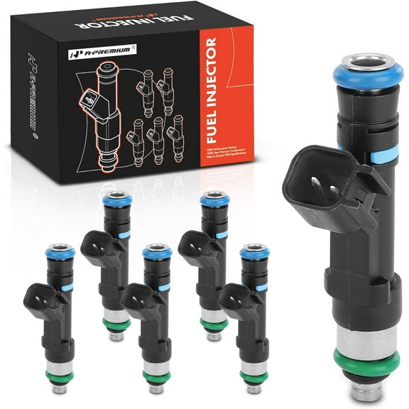 A-Premium Fuel Injectors Compatible with Jeep Grand Cherokee, Liberty & Dodge Ram 1500, Durango, Nitro, Dakota & Ram 1500, Dakota & Mitsubishi Raider, V6 3.7L, Set of 6, Replace# 0280158020